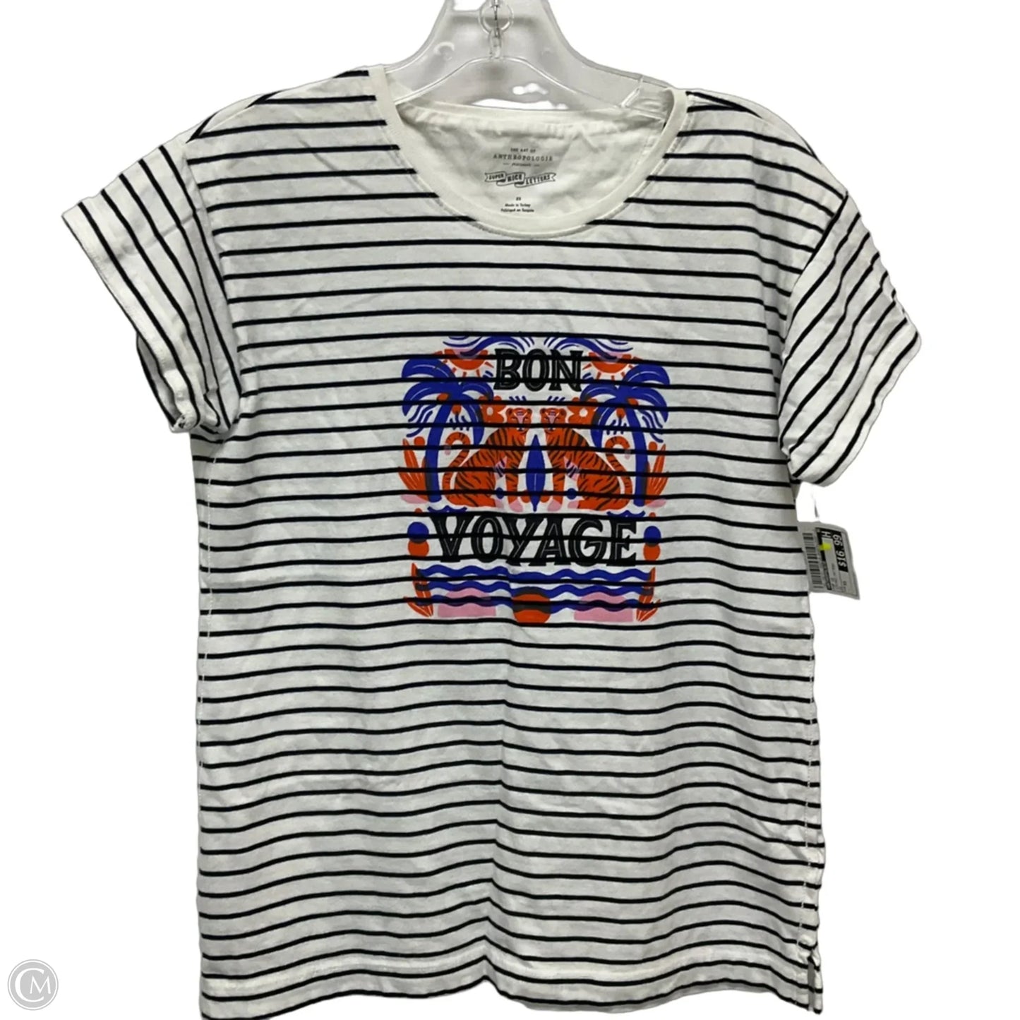 Top Short Sleeve By Anthropologie In Striped Pattern, Size: Xs