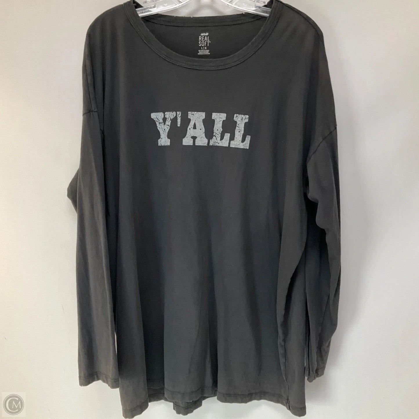 Top Long Sleeve Basic By Aerie In Grey, Size: L