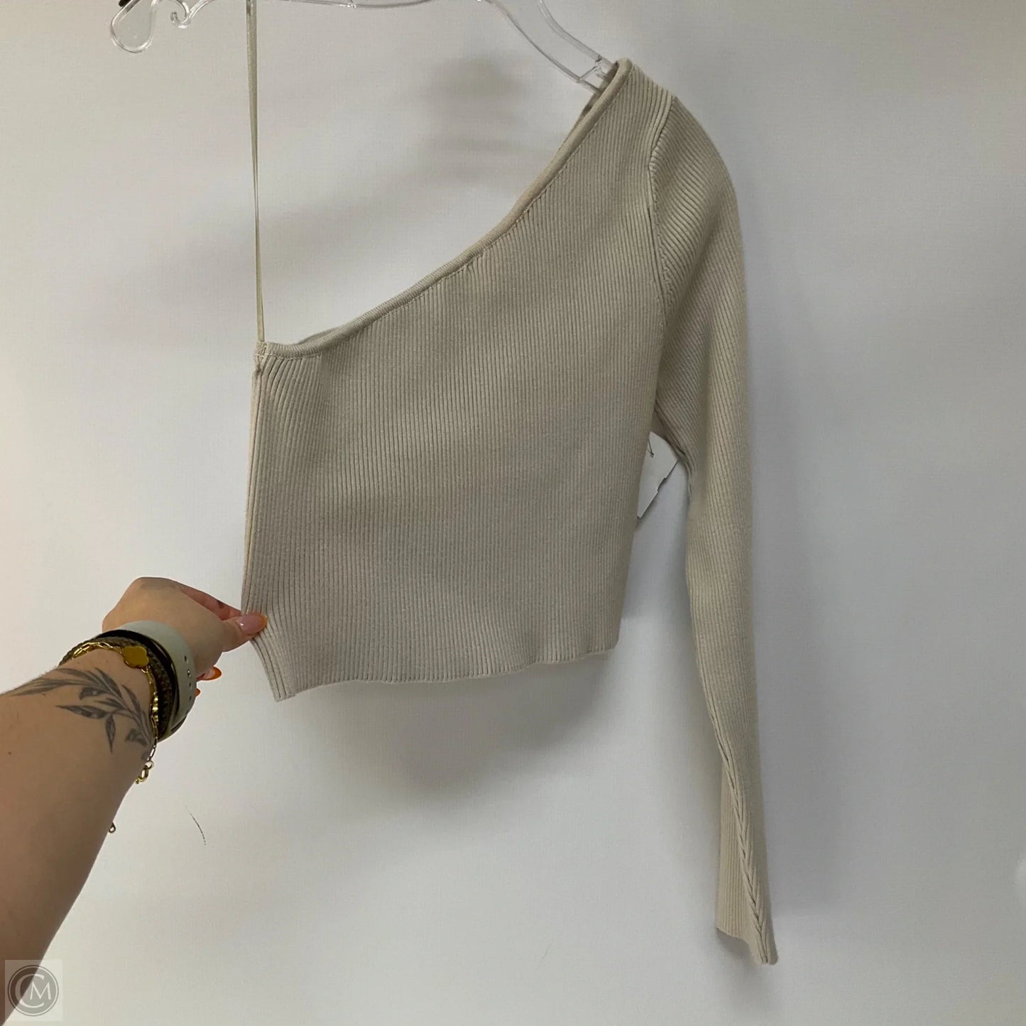 Top Long Sleeve By Anthropologie In Taupe, Size: Xs