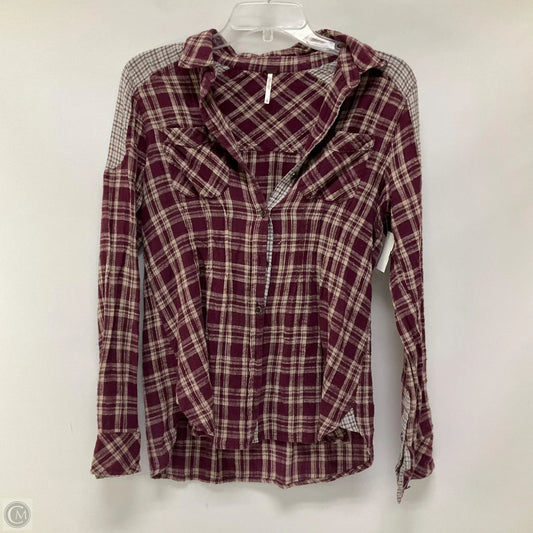 Top Long Sleeve By Free People In Plaid Pattern, Size: Xs