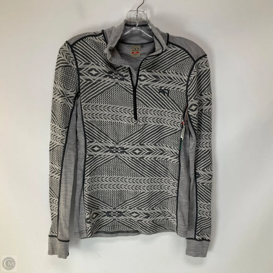 Athletic Top Long Sleeve Collar By Cmb In Grey, Size: S
