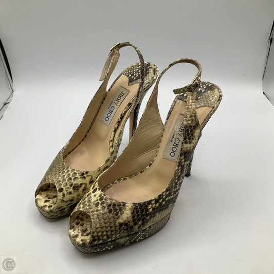 Sandals Luxury Designer By Jimmy Choo In Snakeskin Print, Size: 7.5