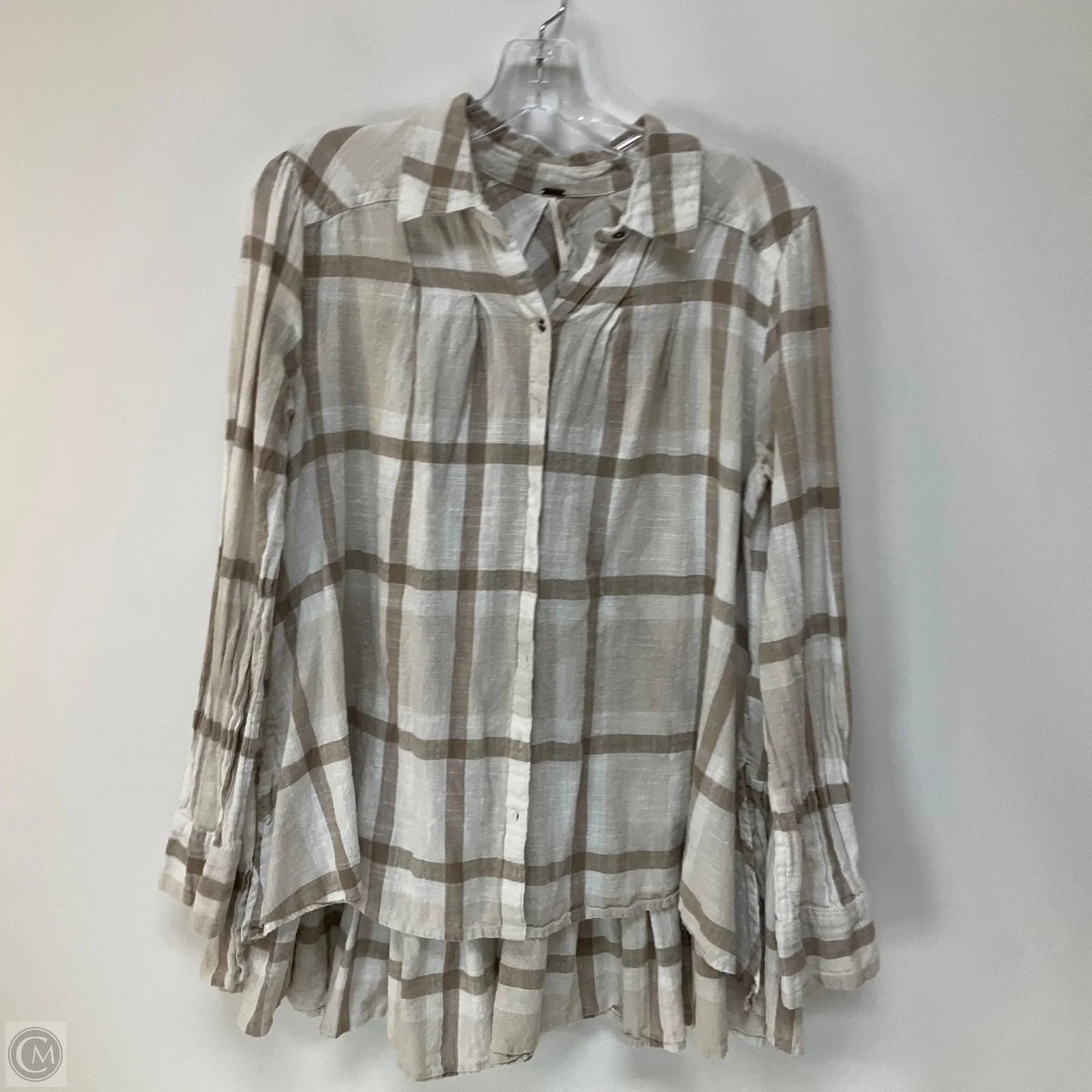 Top Long Sleeve By Free People In Plaid Pattern, Size: S