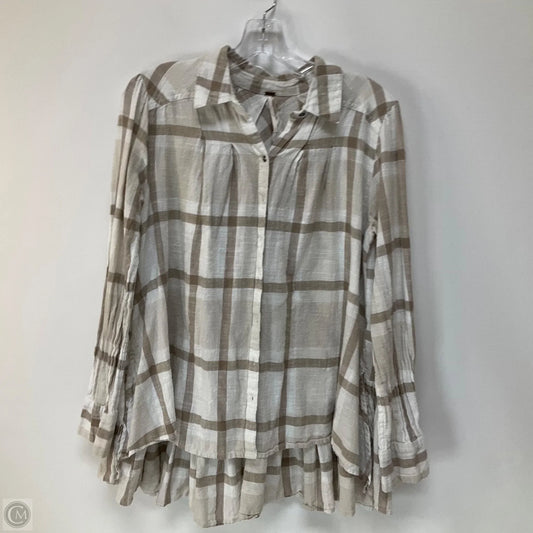 Top Long Sleeve By Free People In Plaid Pattern, Size: S