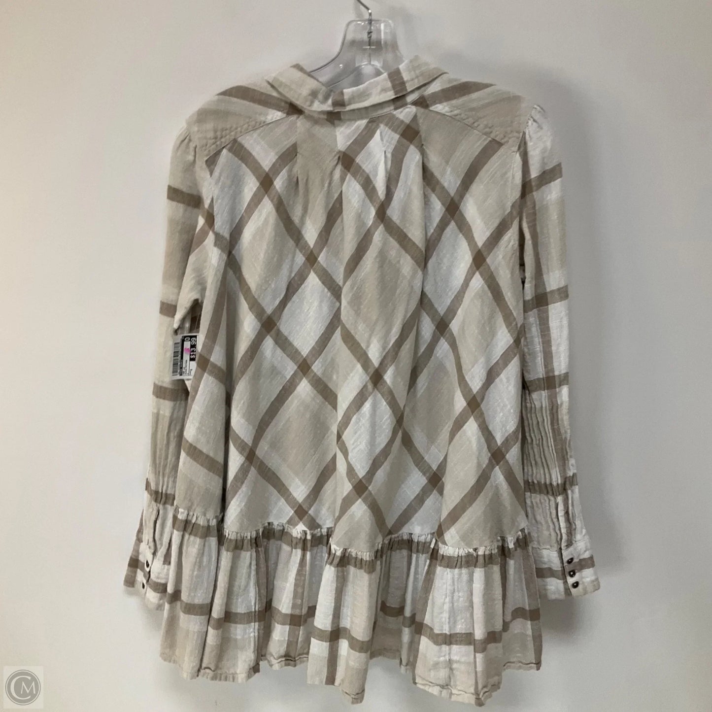 Top Long Sleeve By Free People In Plaid Pattern, Size: S