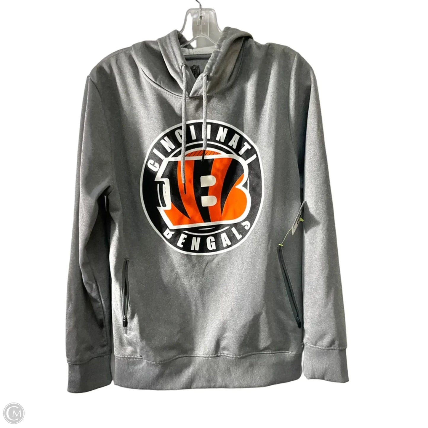 Athletic Top Long Sleeve Hoodie By Nfl In Grey, Size: S