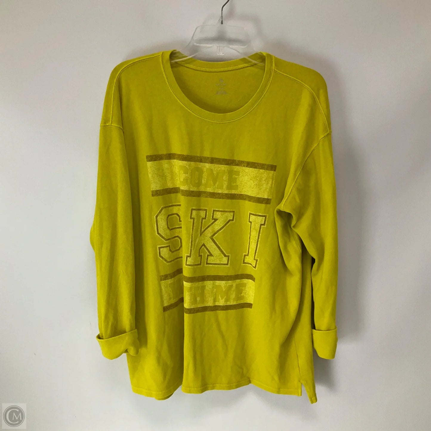 Top Long Sleeve By Aerie In Yellow, Size: L
