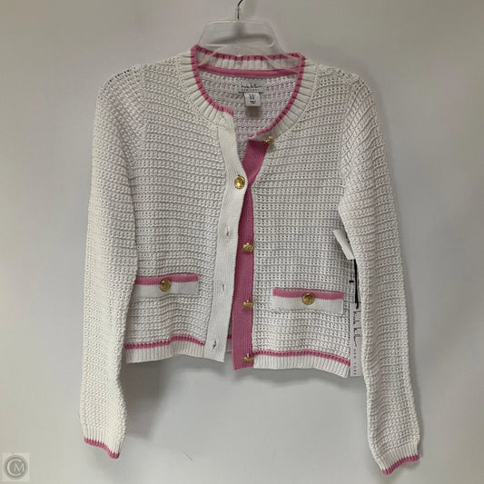 Sweater Cardigan By Nicole By Nicole Miller In Pink & White, Size: Xs