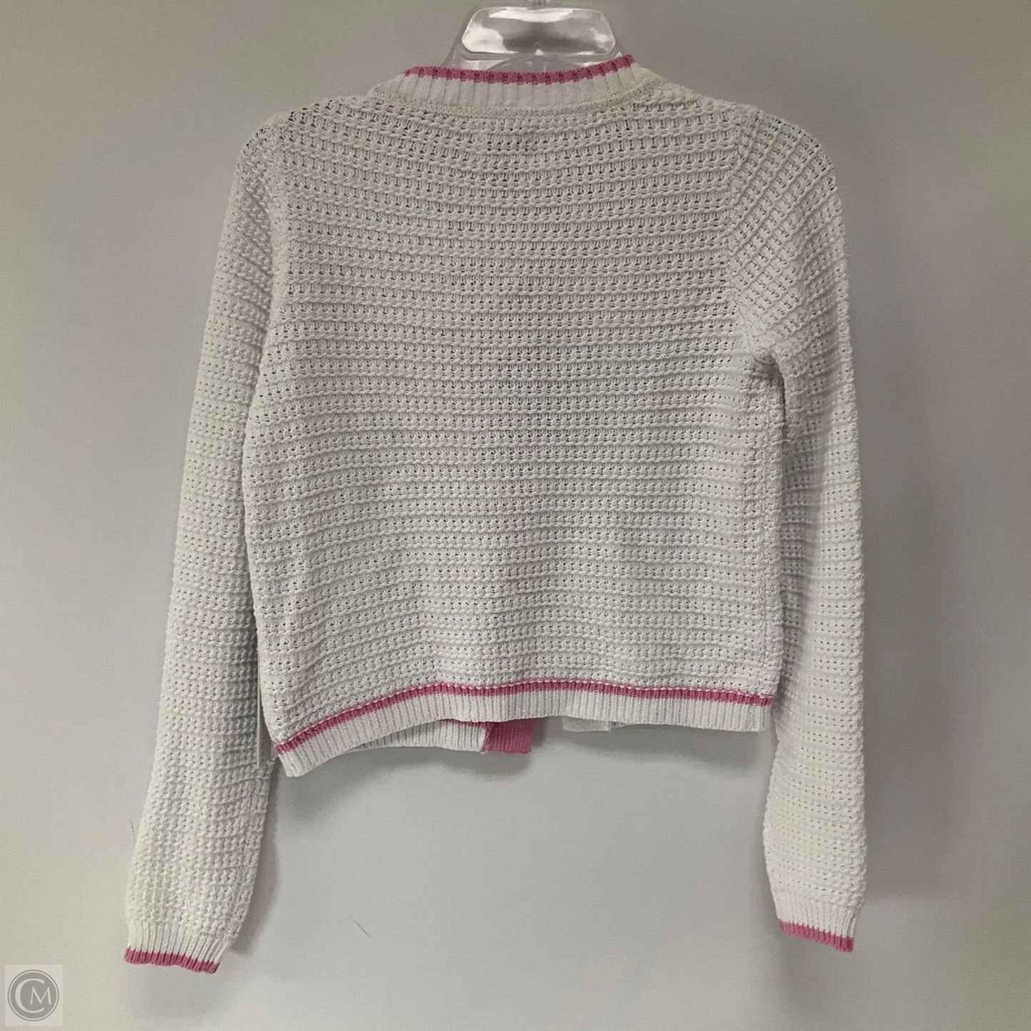 Sweater Cardigan By Nicole By Nicole Miller In Pink & White, Size: Xs