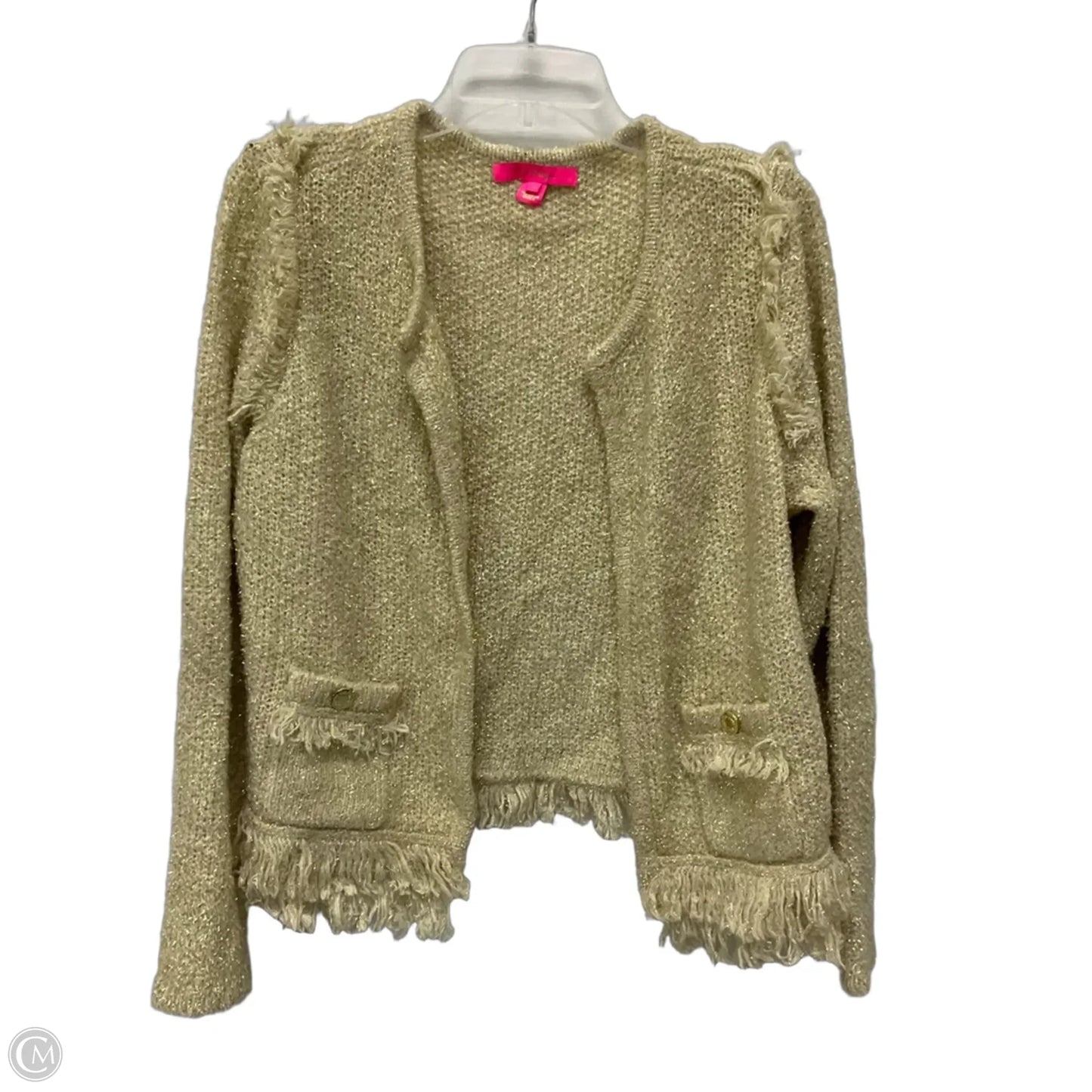 Sweater Cardigan Designer By Lilly Pulitzer In Gold, Size: Xl