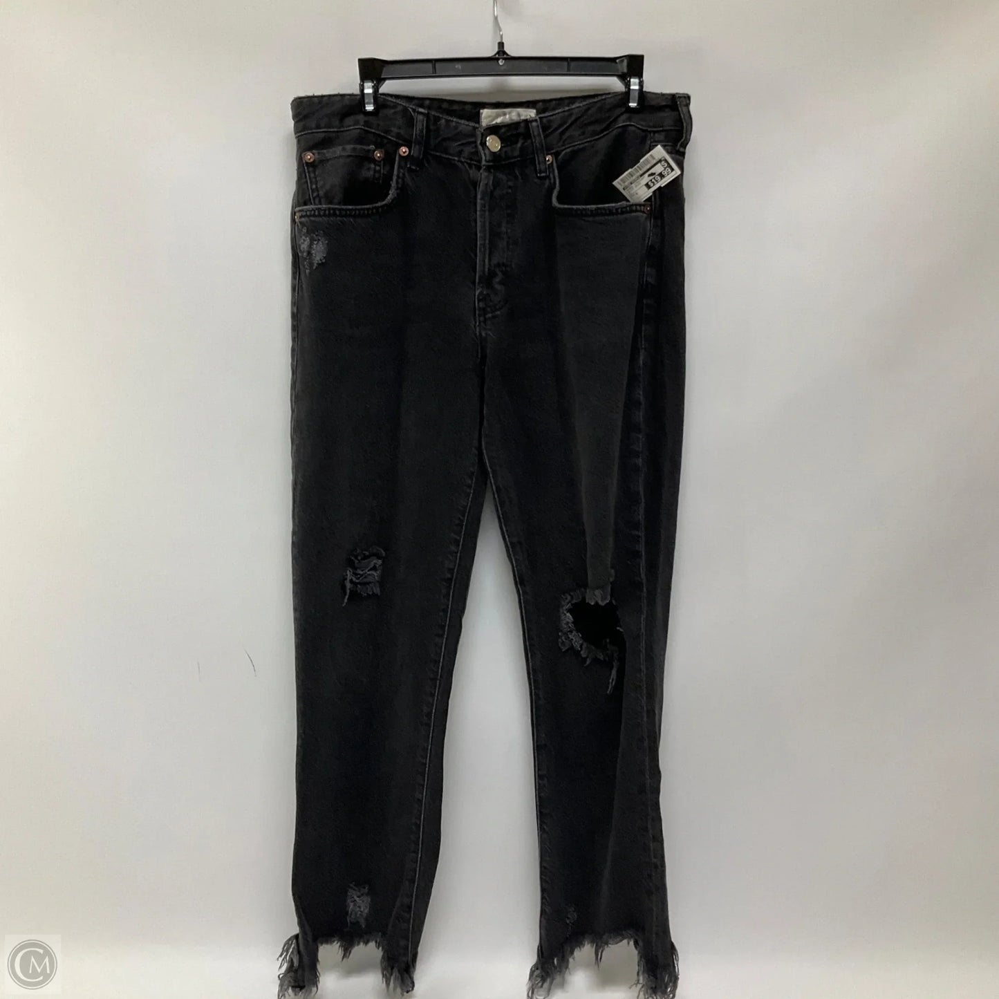 Jeans Straight By Free People In Black Denim, Size: 8