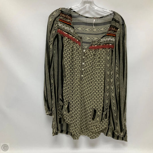 Top Long Sleeve By Free People In Black & Cream, Size: S
