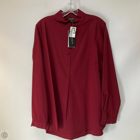 Top Long Sleeve Designer By Lafayette 148 In Red, Size: L