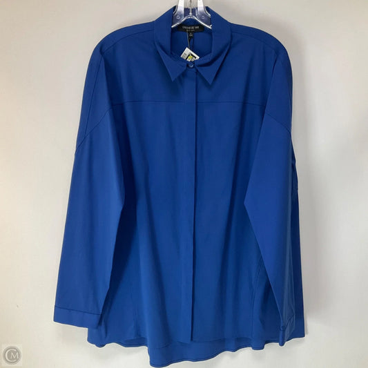 Top Long Sleeve Designer By Lafayette 148 In Blue, Size: L