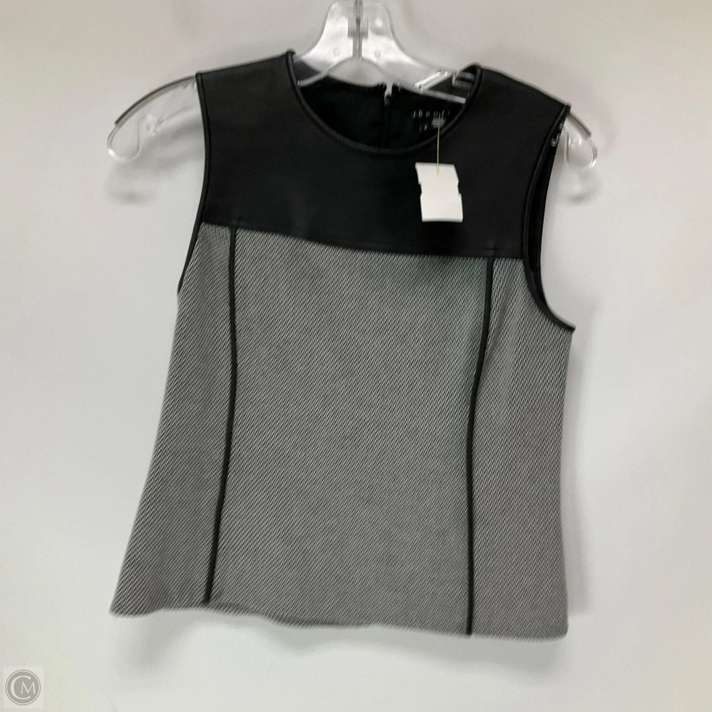 Top Sleeveless By Theory In Black & Grey, Size: 2