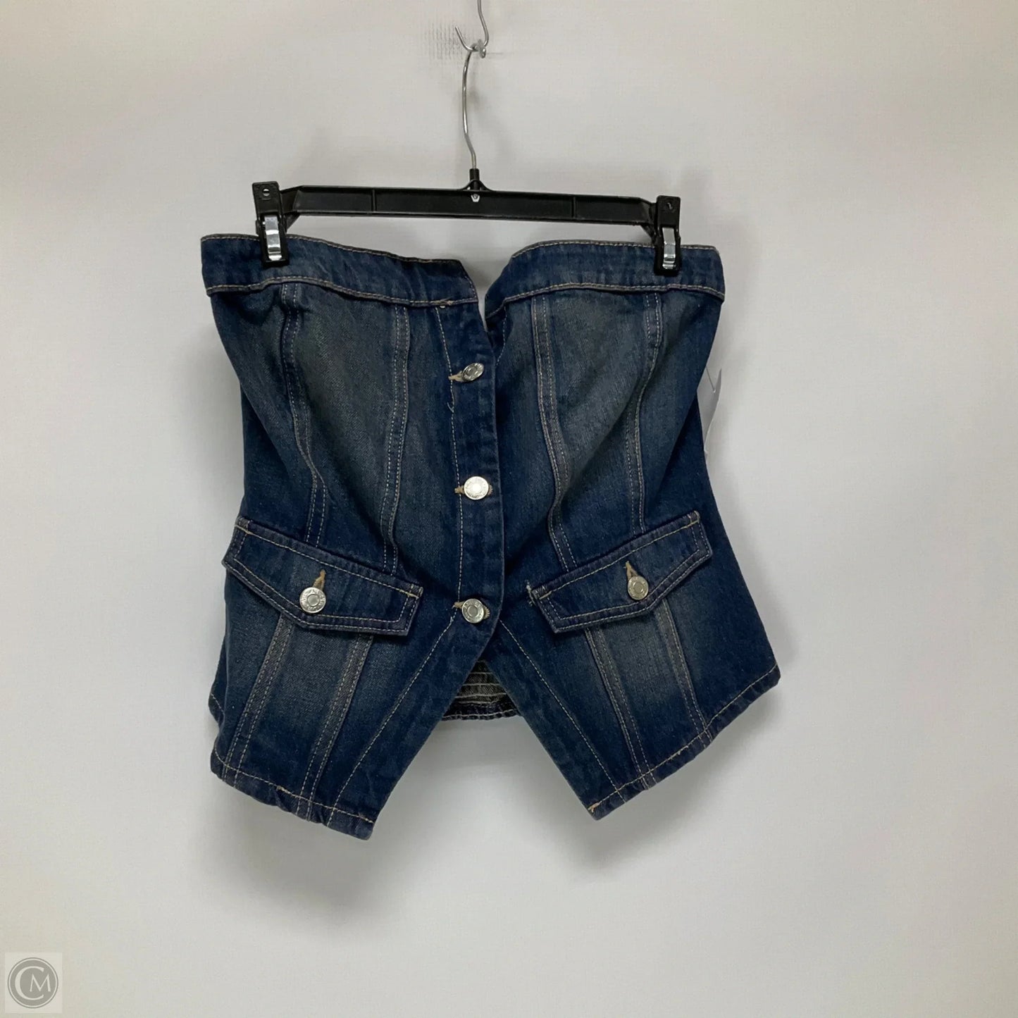 Top Sleeveless By Zara In Blue Denim, Size: L