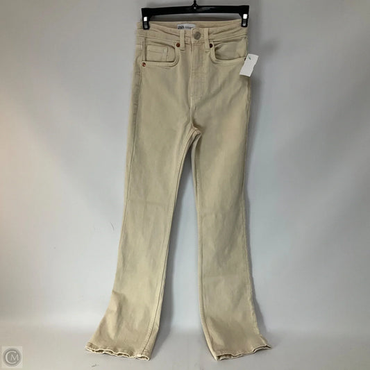 Jeans Flared By Zara In Cream Denim, Size: 2
