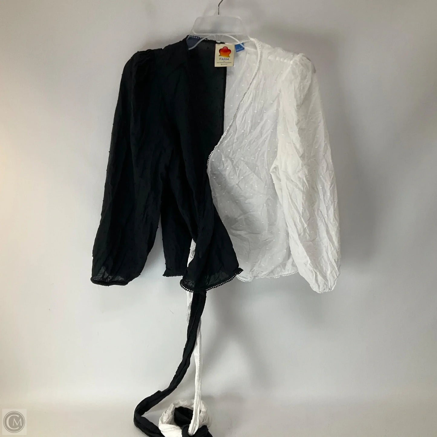 Top 3/4 Sleeve By Farm Rio In Black & White, Size: L