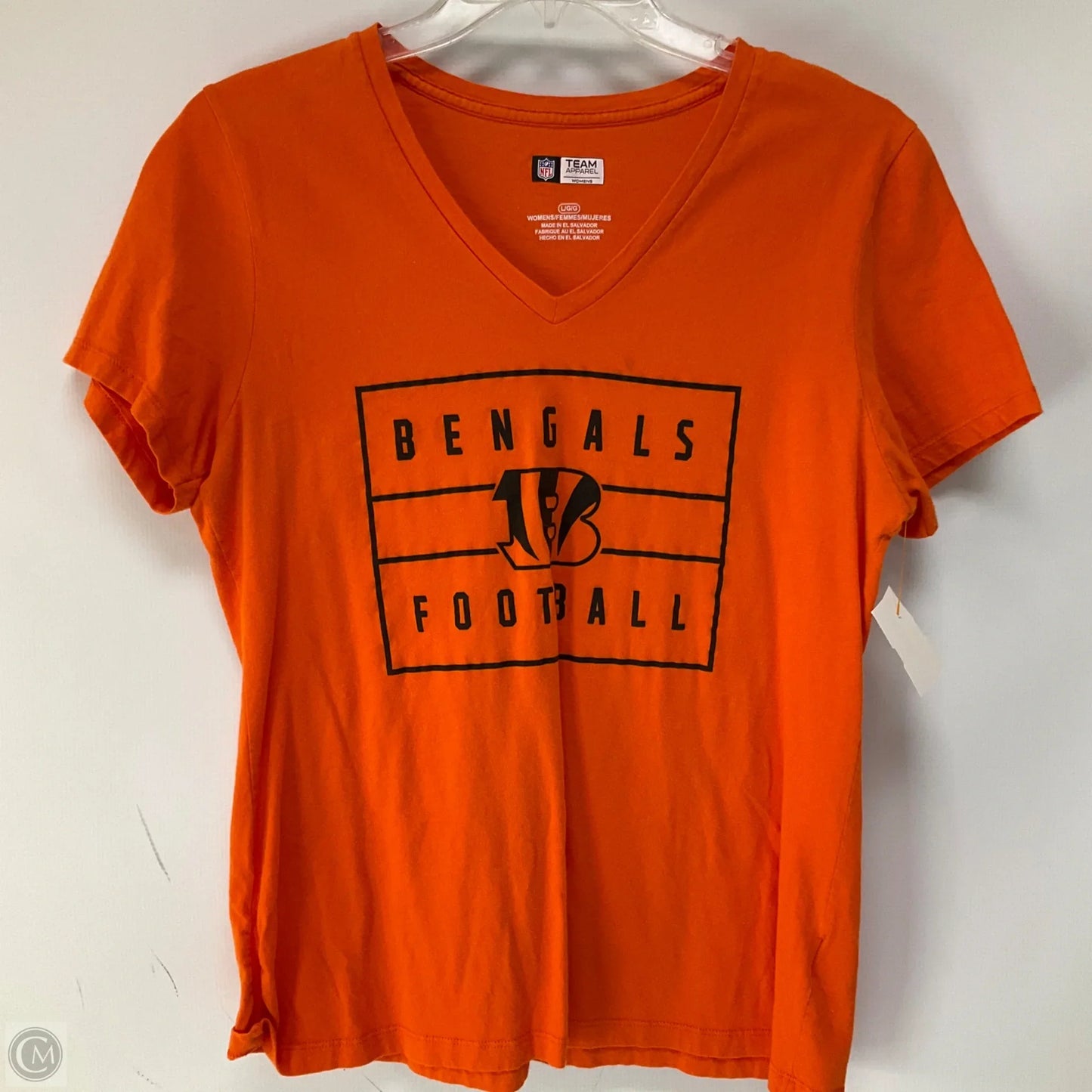 Athletic Top Short Sleeve By Nfl In Orange, Size: L