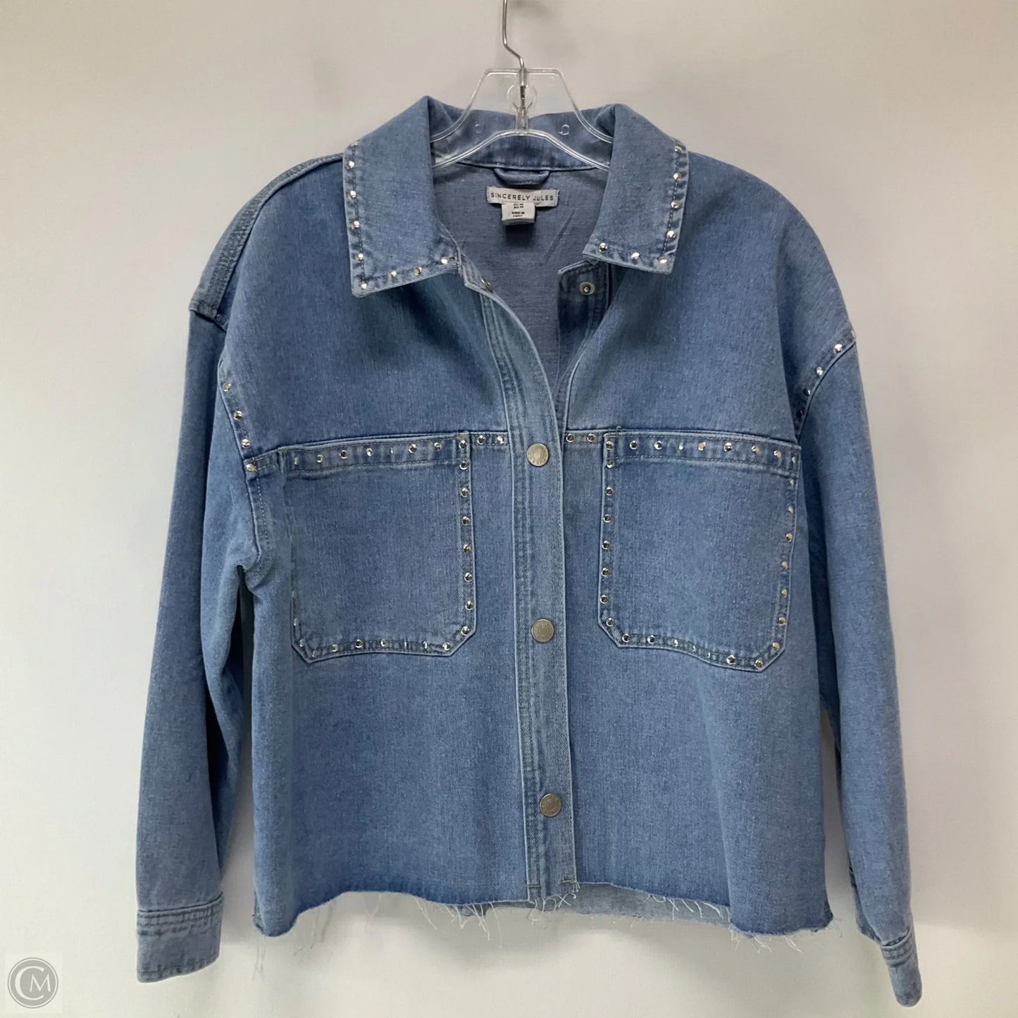 Jacket Shirt By Sincerely Jules In Blue Denim, Size: M