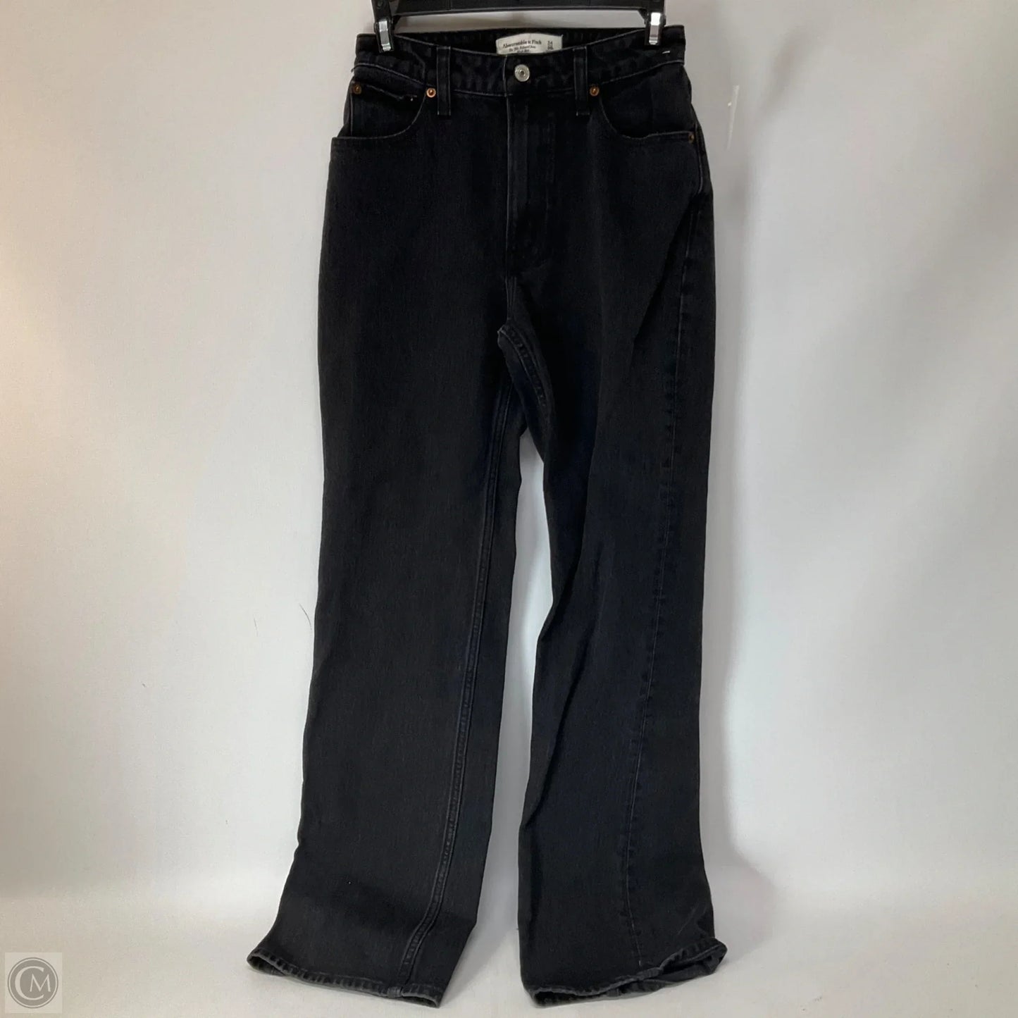 Jeans Straight By Abercrombie And Fitch In Black Denim, Size: 0