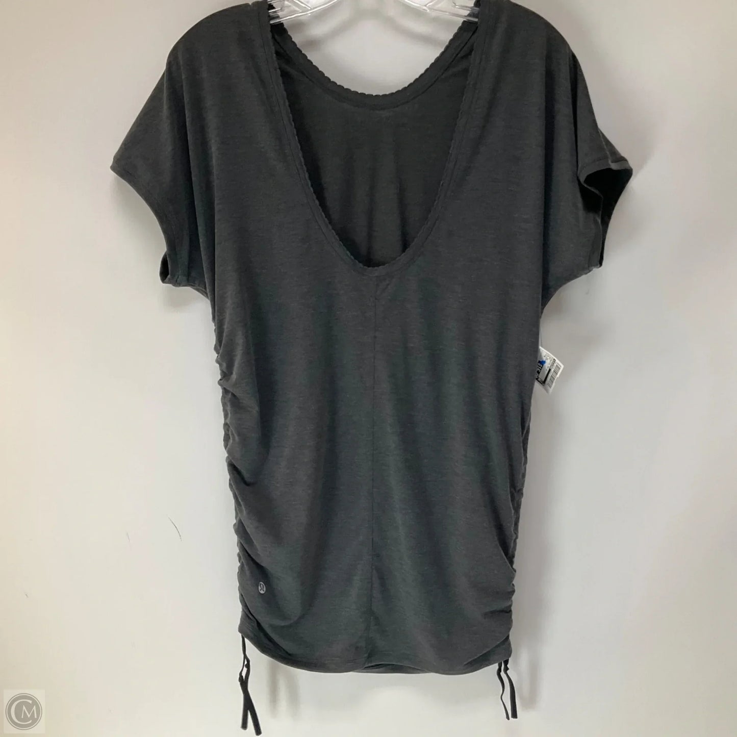 Athletic Top Short Sleeve By Lululemon In Grey, Size: 4