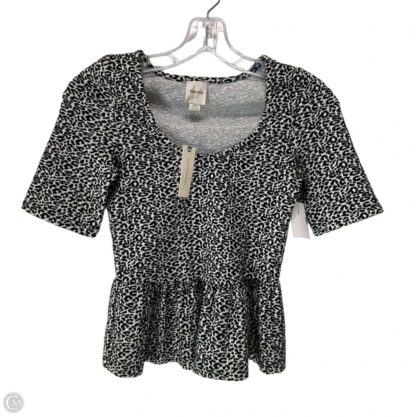 Top Short Sleeve By Maeve In Black & White, Size: Xxs