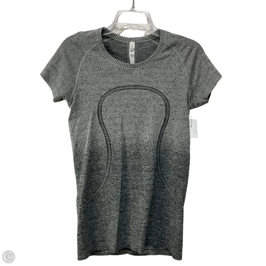 Athletic Top Short Sleeve By Lululemon In Grey, Size: 8