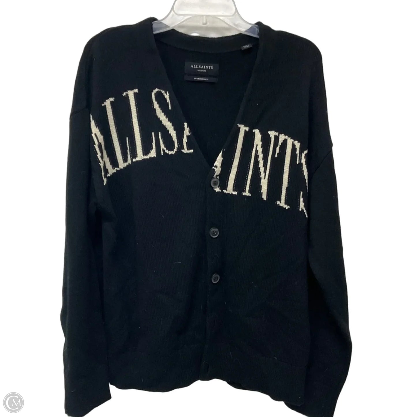 Sweater Cardigan Designer By All Saints In Black, Size: M