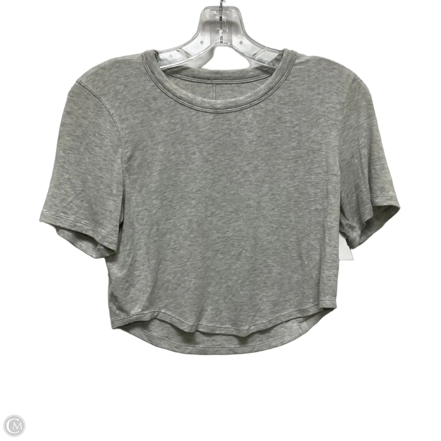 Athletic Top Short Sleeve By Lululemon In Grey, Size: M