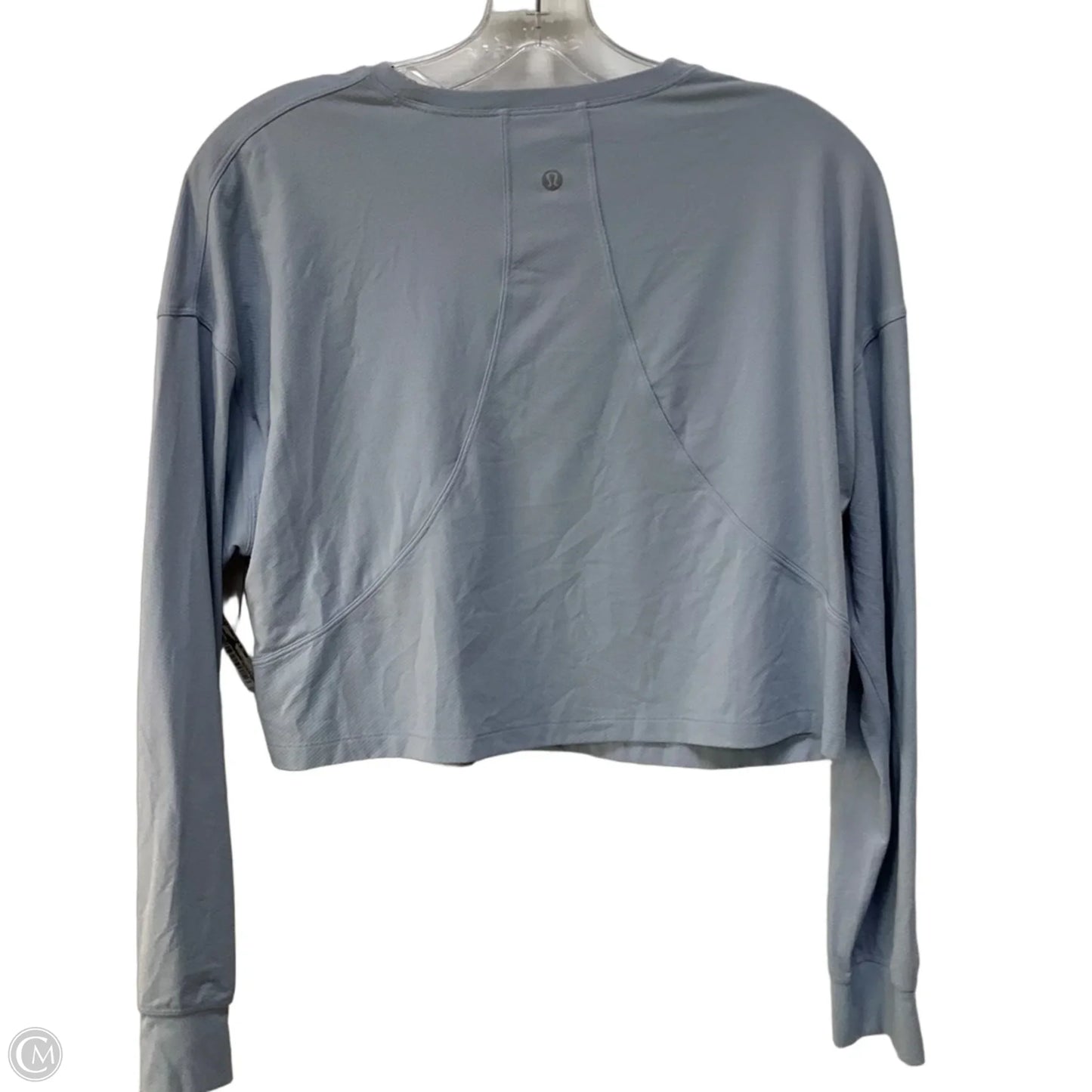 Athletic Top Long Sleeve Collar By Lululemon In Aqua