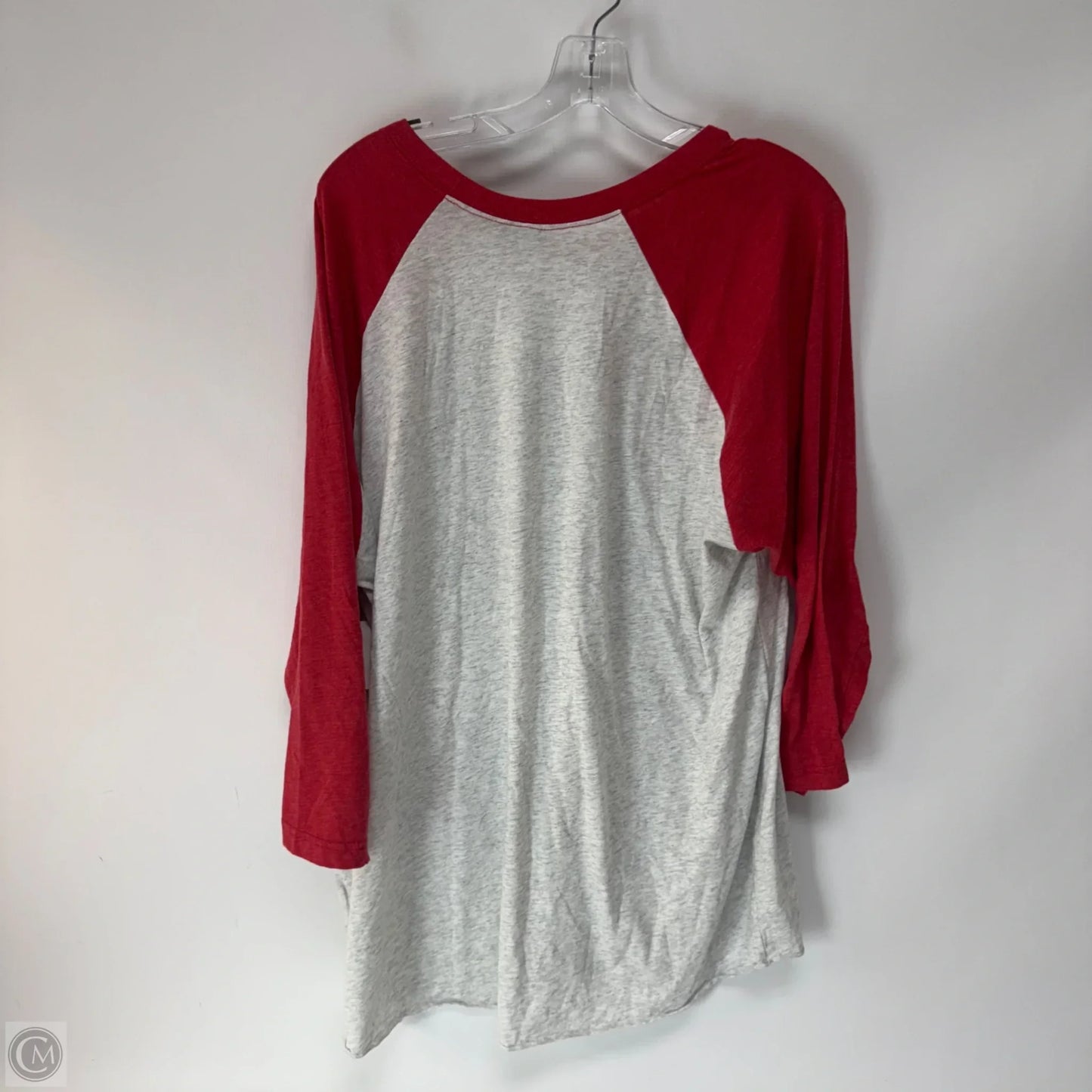 Top 3/4 Sleeve By Next Level In Grey & Red, Size: Xxl