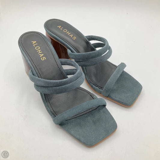 Sandals Heels Block By Cma In Blue, Size: 6