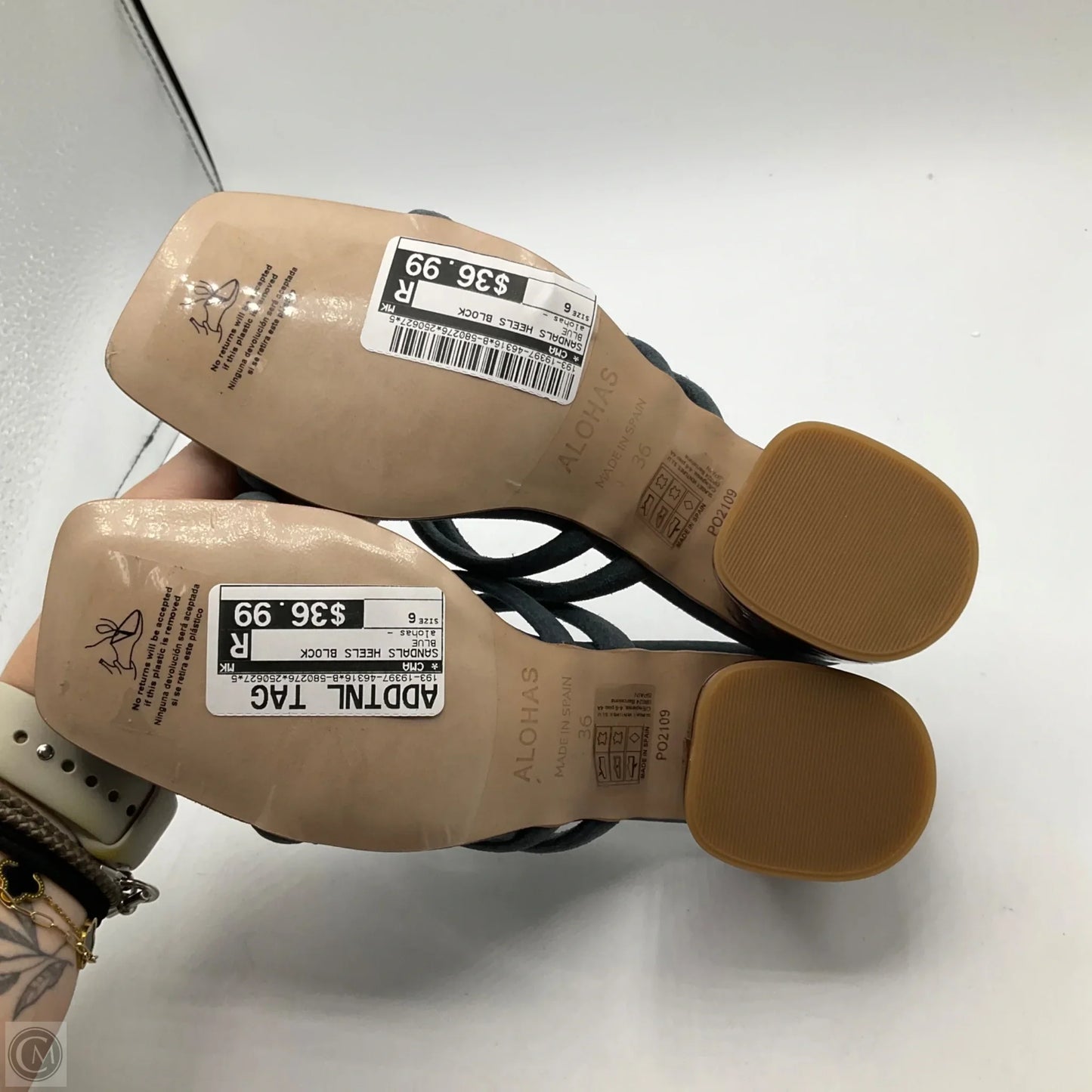 Sandals Heels Block By Cma In Blue, Size: 6