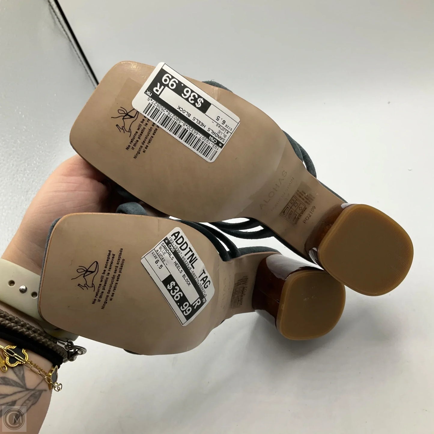 Sandals Heels Block By Cma In Blue, Size: 6.5