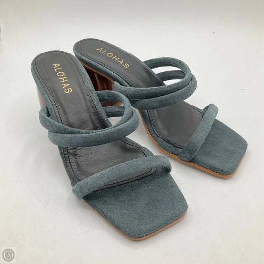 Sandals Heels Block By Cma In Blue, Size: 5