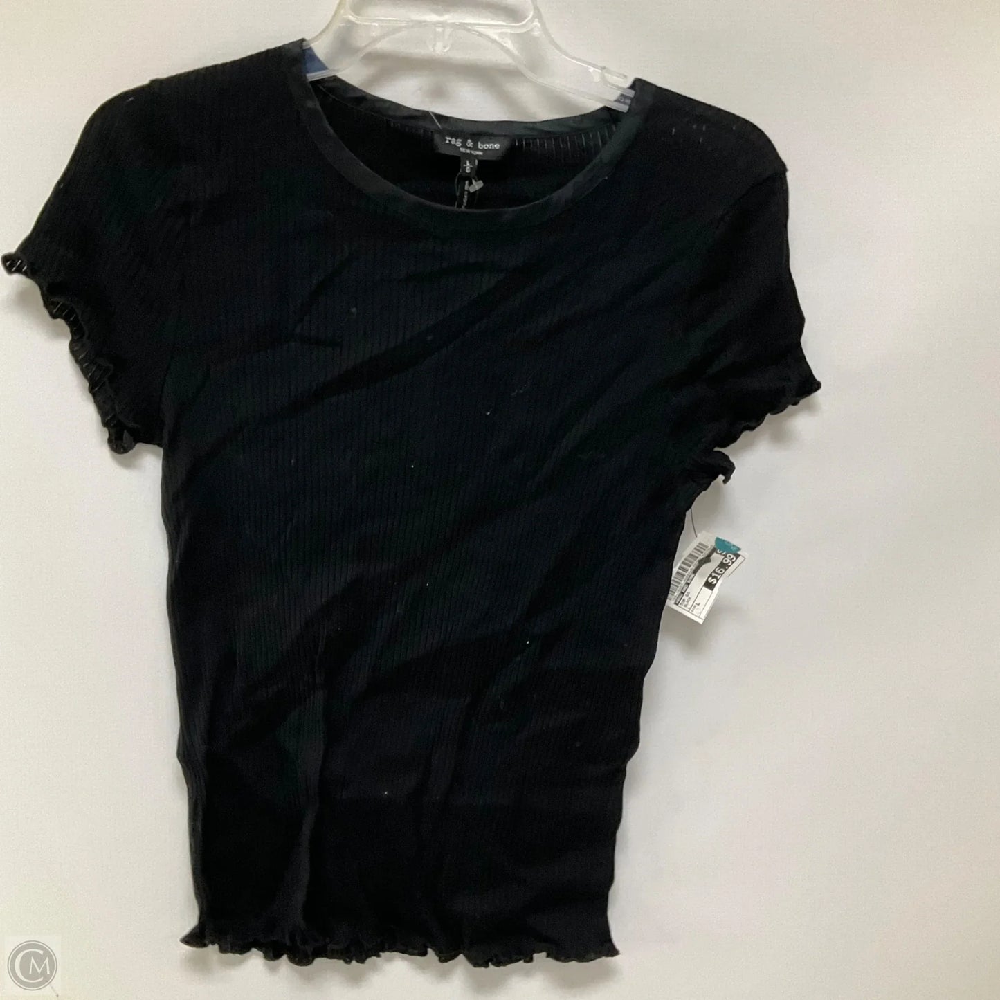 Top Short Sleeve By Rag And Bone In Black, Size: L