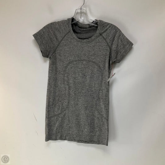 Athletic Top Short Sleeve By Lululemon In Grey, Size: 4