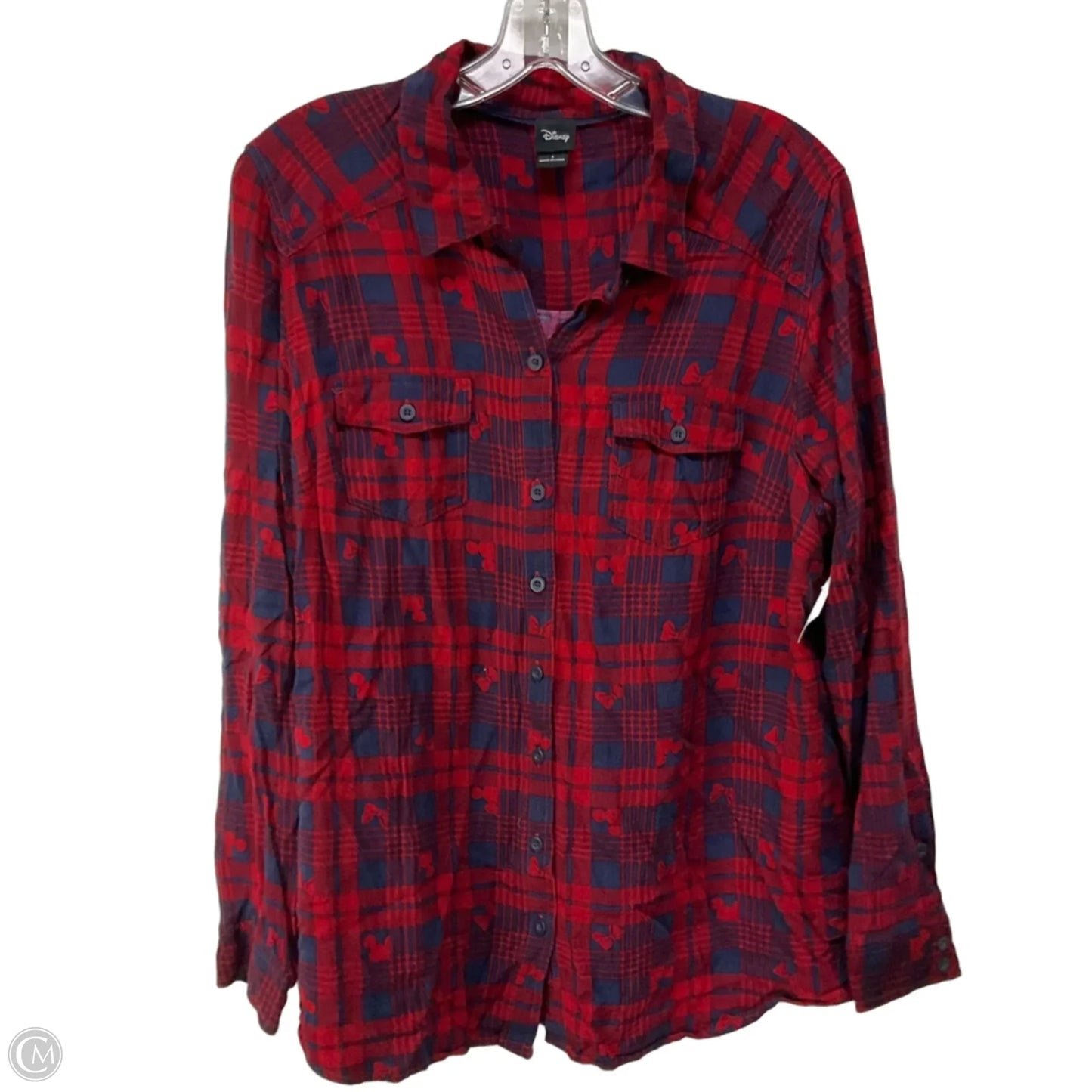 Top Long Sleeve By Disney In Blue & Red, Size: Xl