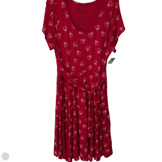 Dress Casual Midi By Disney In Red & White, Size: Xl