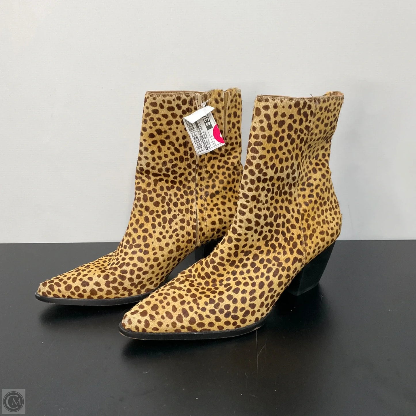 Boots Ankle Heels By Anthropologie In Animal Print, Size: 7.5