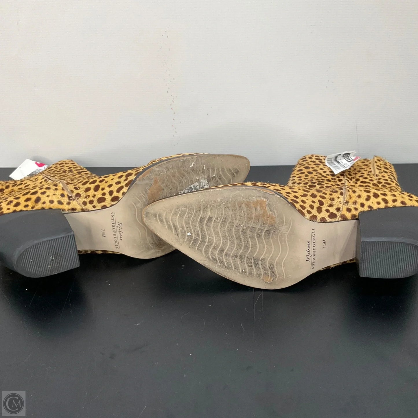 Boots Ankle Heels By Anthropologie In Animal Print, Size: 7.5