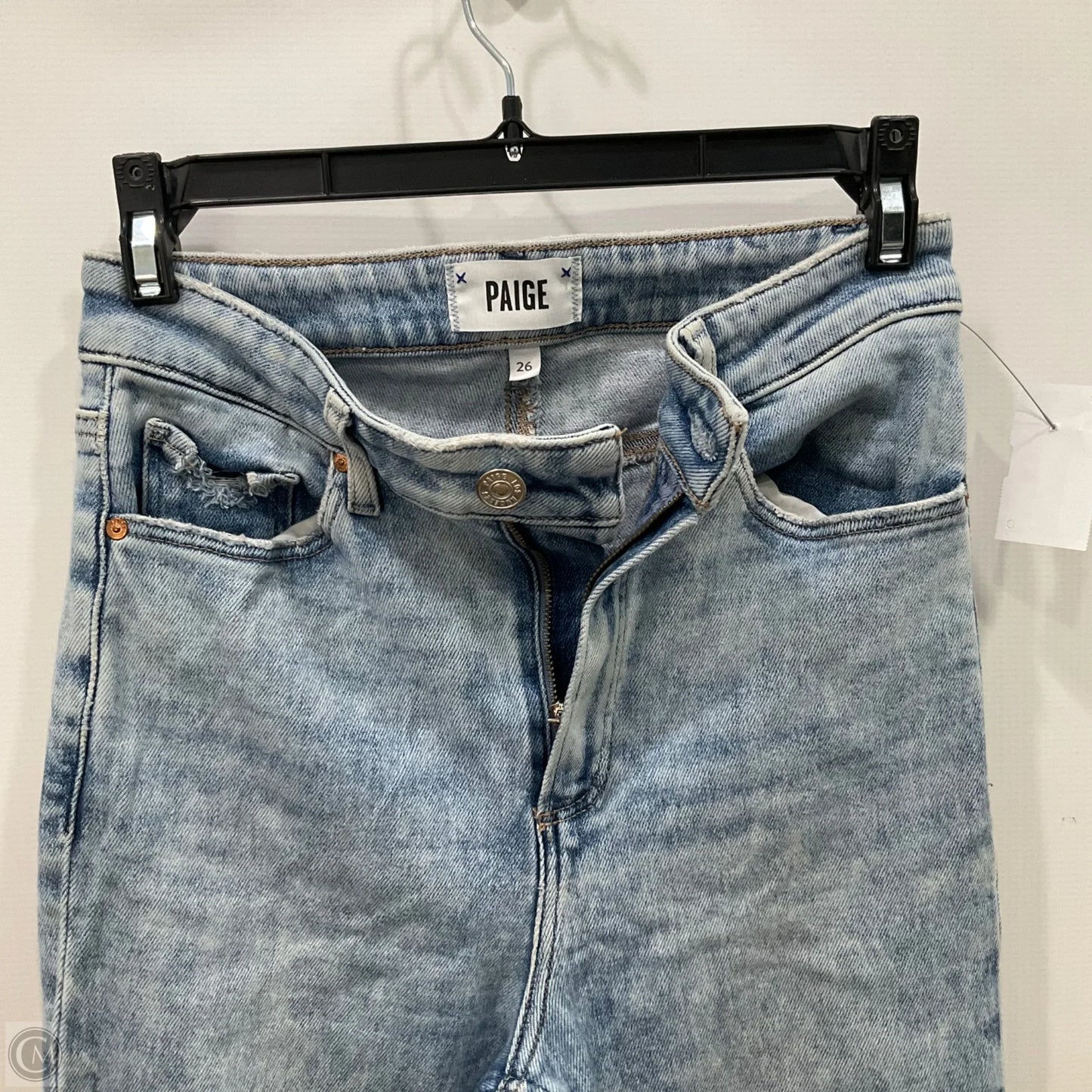 Jeans Straight By Paige In Blue Denim, Size: 4