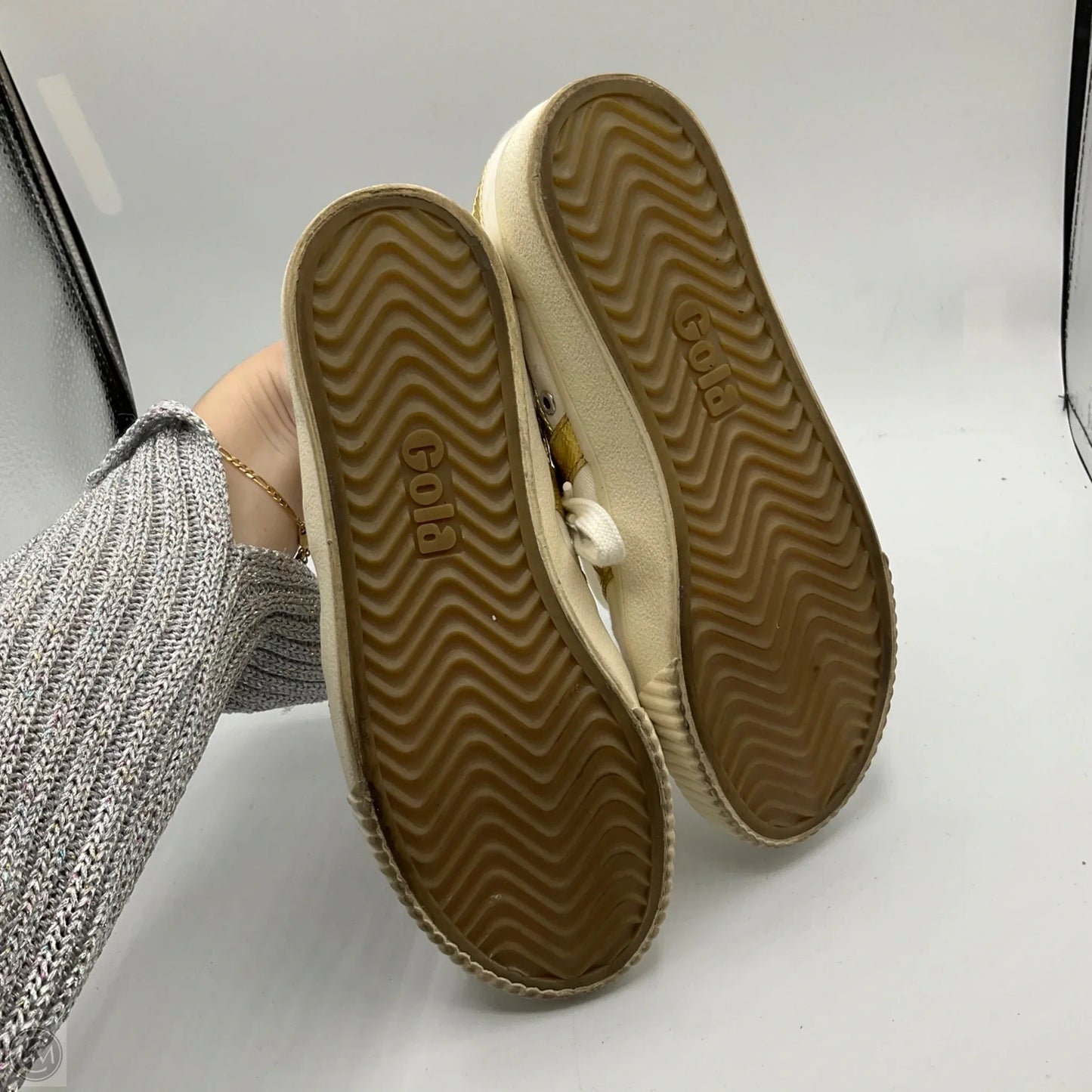 Shoes Sneakers By Gola In Gold & White, Size: 6