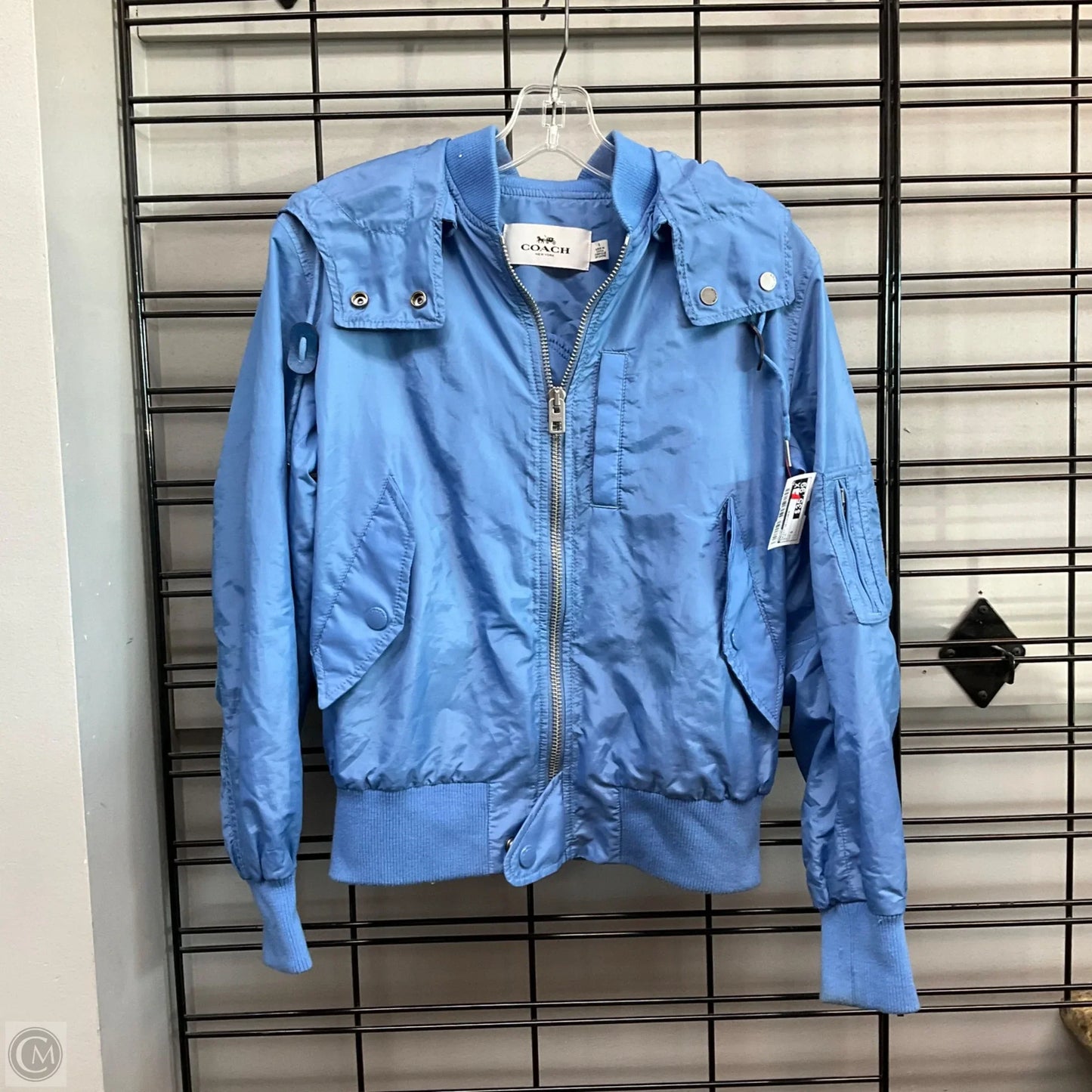 Jacket Designer By Coach In Blue, Size: S