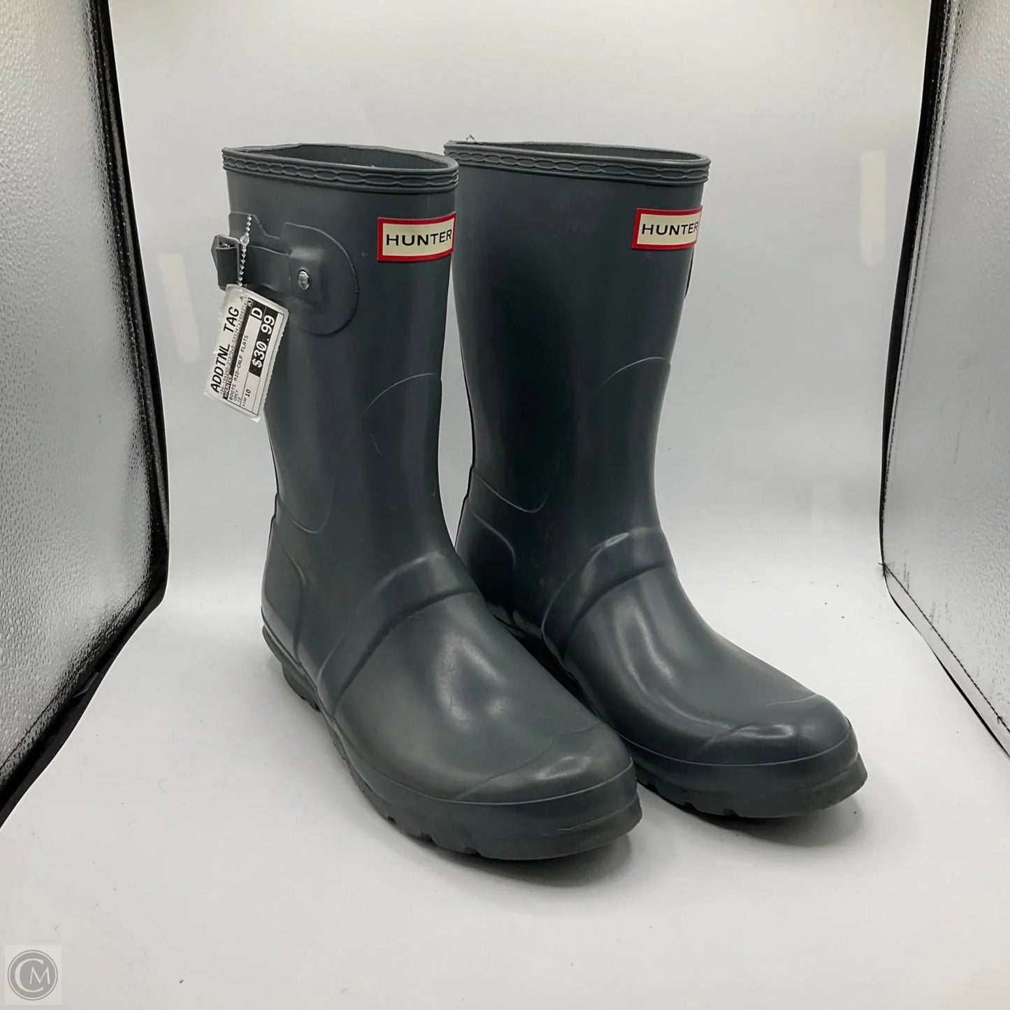 Boots Mid-calf Flats By Hunter In Grey, Size: 10