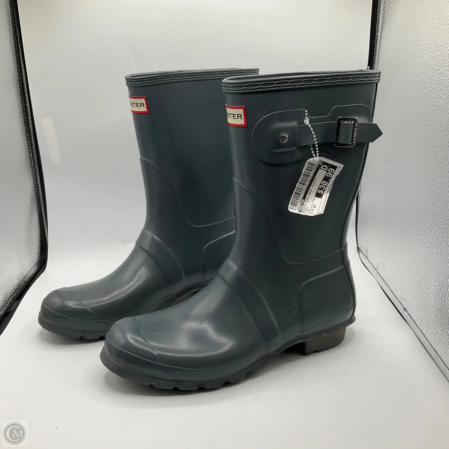 Boots Mid-calf Flats By Hunter In Grey, Size: 10