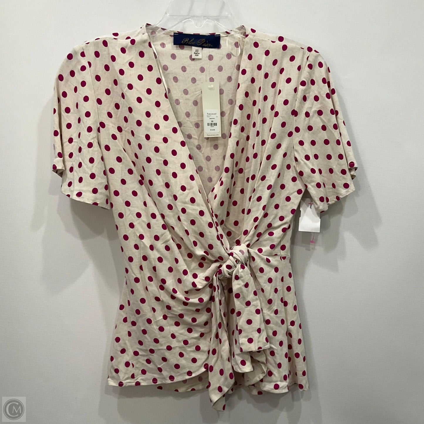 Blouse Short Sleeve By Blue Rain In Pink & White, Size: Xs