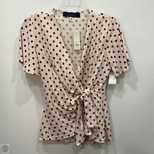 Blouse Short Sleeve By Blue Rain In Pink & White, Size: Xs