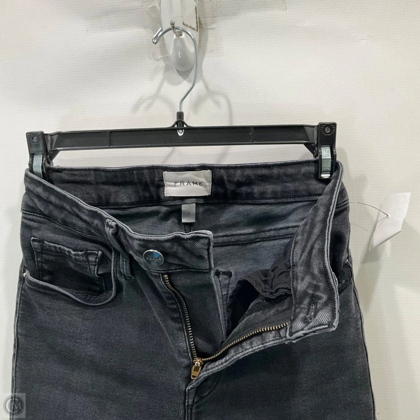 Jeans Skinny By Frame In Black Denim, Size: 0